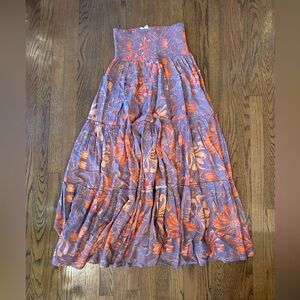 Jen’s Pirate Booty Oolong Garden Party circle maxi skirt coral and purple medium